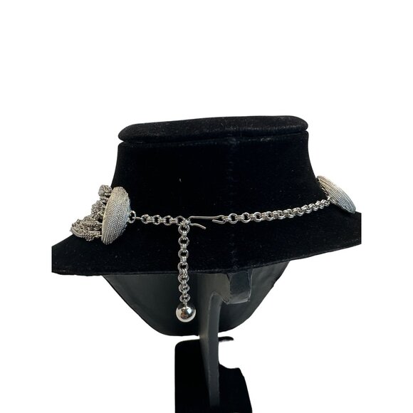 Women's Silver Tone Multi Layer Bib Chain Necklace - 17in - Picture 4 of 7